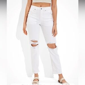 AE Stretch Ripped Mom Straight Jean